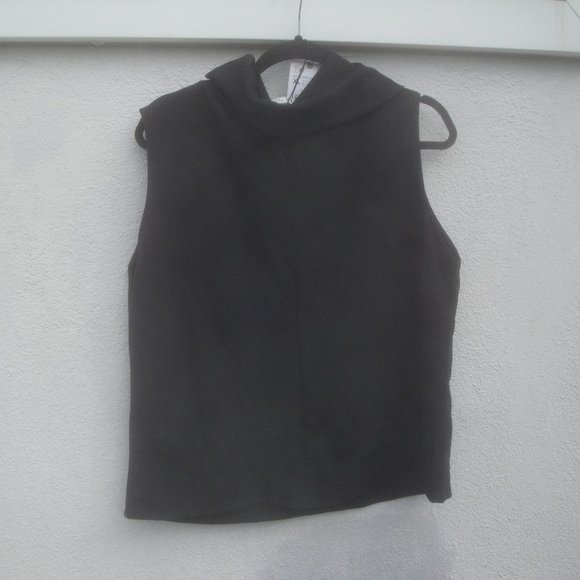 Zara Women's Top 7" Cowl neckline Size XL Black Sleeveless Polyester NEW - Picture 5 of 7